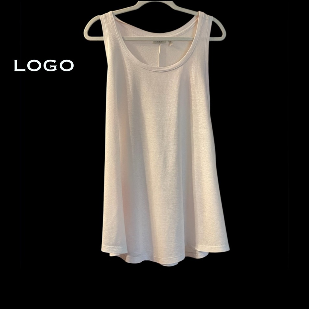 LOGO By Lori Goldstein Overlay Tank. White. Size 2X